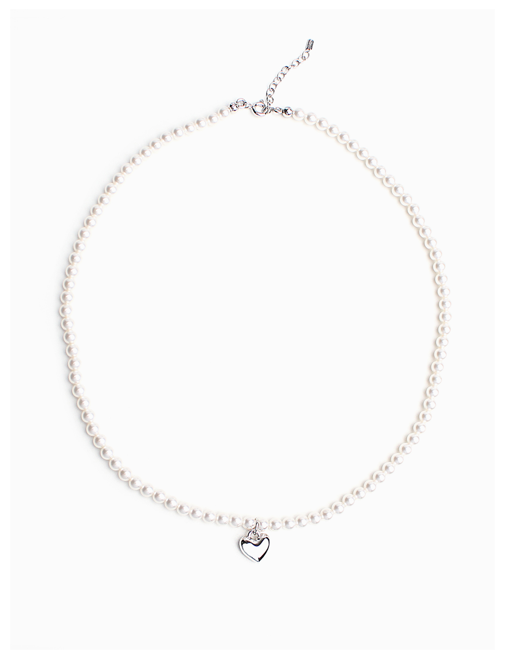 Cute silver heart swarovski pearl Necklace 큐트  실버 하트 스와로브스키 진주 목걸이